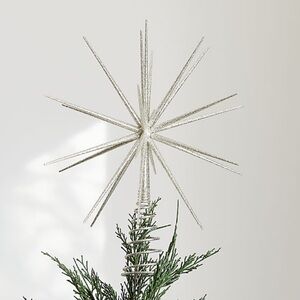 New! 🎄✨🎄Crate&Barrel Silver Starburst Sculpture Tree Topper